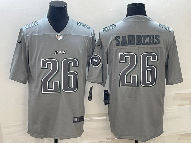 Men's Philadelphia Eagles Miles Sanders Gray Atmosphere Fashion Game Jersey