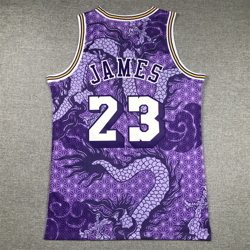 Men's Los Angeles Lakers LeBron James Purple Year of Dragon Edition Swingman Jersey