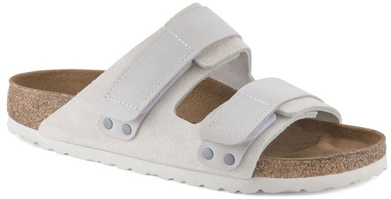 Birkenstock Uji 1024822 Nubuck Suede Narrow Fit Antique White Slide Sandals