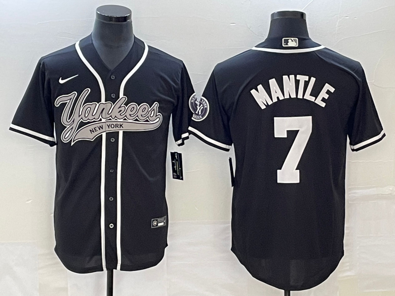 Men's New York Yankees Mickey Mantle Black Player Jersey Joint Edition