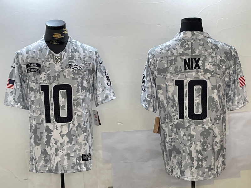 Men's Denver Broncos Bo Nix Arctic Camo 2024 Salute to Service Limited Jersey