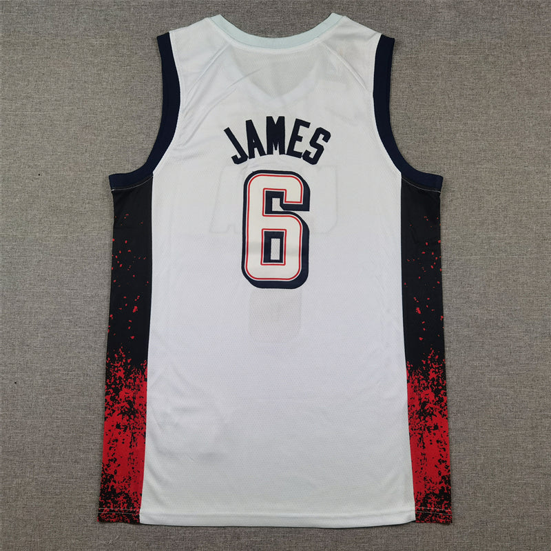 Men's 2024 USA Dream Team LeBron James White Authentic Player Jersey