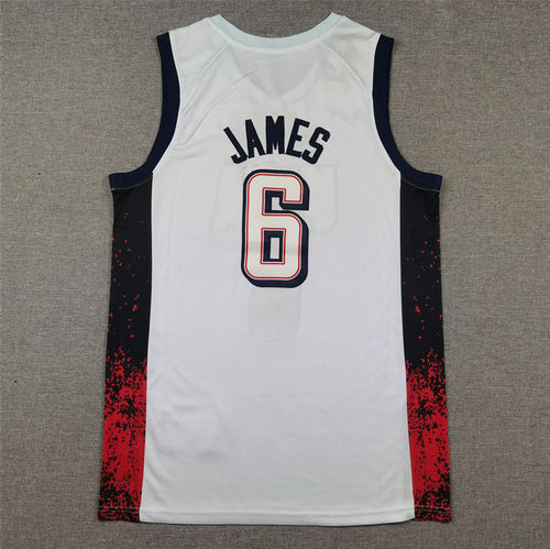 Men's 2024 USA Dream Team LeBron James White Authentic Player Jersey