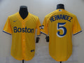 Men's Boston Red Sox Enrique Hernandez Yellow Replica Baseball Jersey