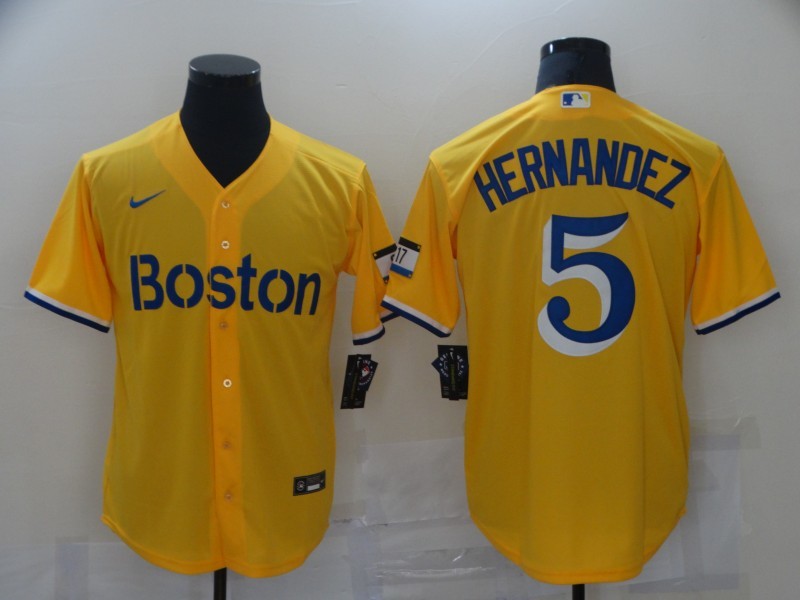 Men's Boston Red Sox Enrique Hernandez Yellow Replica Baseball Jersey
