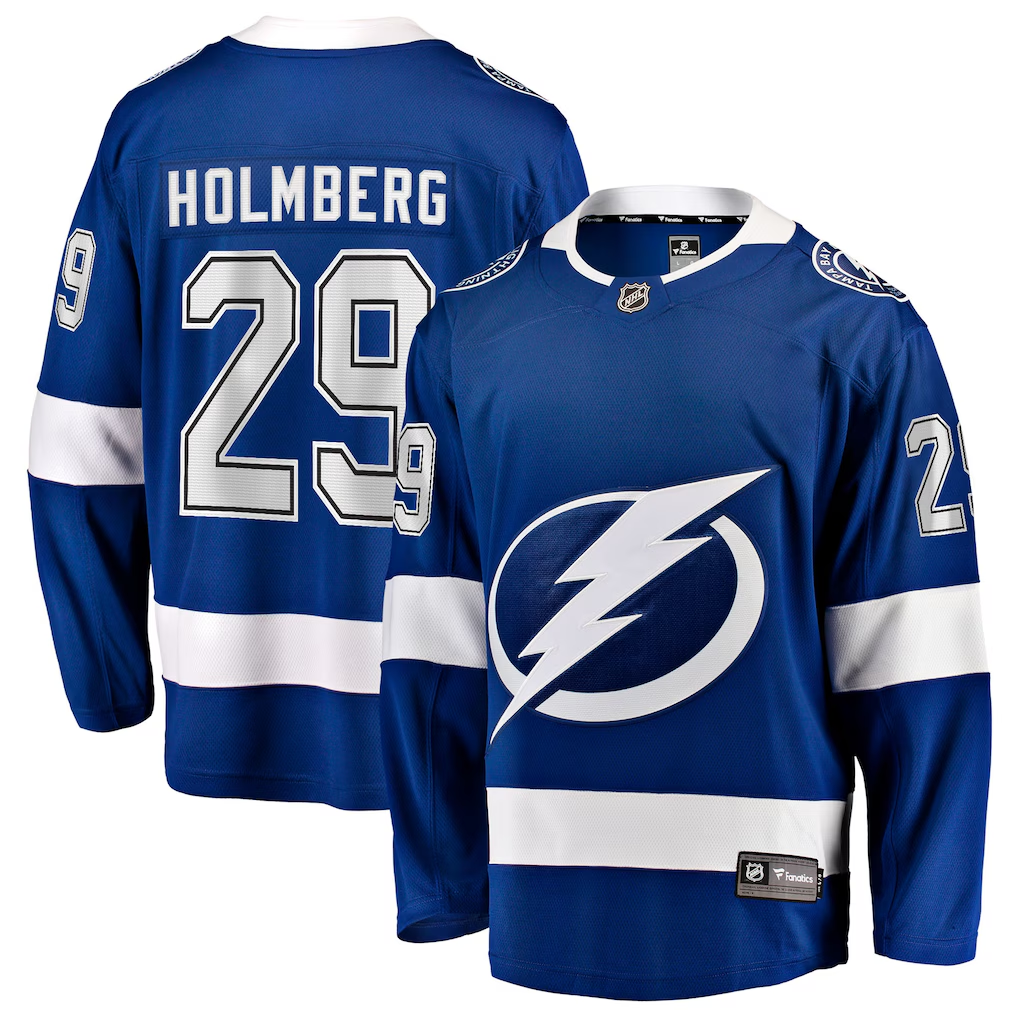 Men's Tampa Bay Lightning Pontus Holmberg Fanatics Blue Home Breakaway Jersey