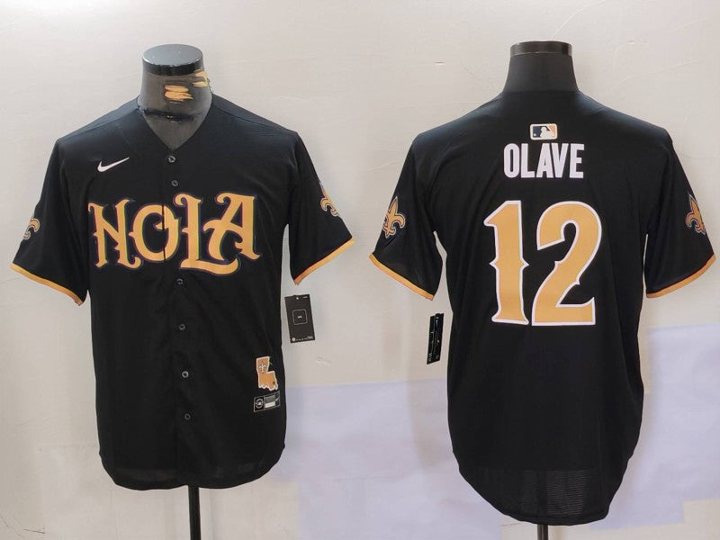 Men's New Orleans Saints Chris Olave Black Game Player Jersey