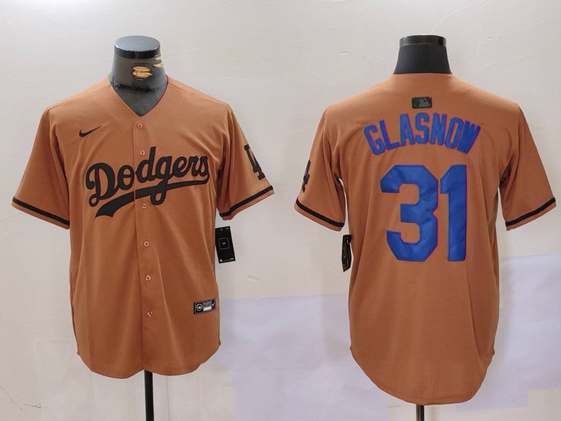 Men's Los Angeles Dodgers Tyler Glasnow Brown Game Player Jersey