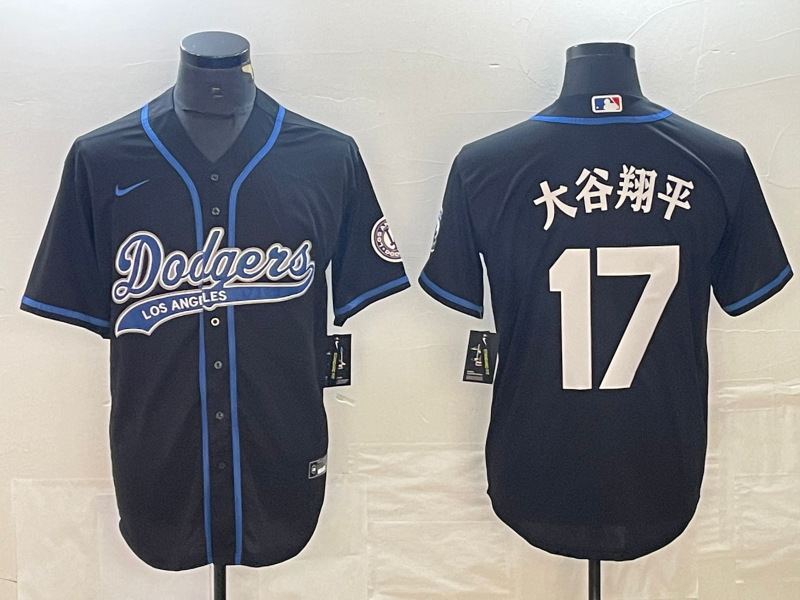 Men's Los Angeles Dodgers Shohei Ohtani Black Game Jersey Joint Edition