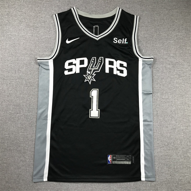 Men's San Antonio Spurs Victor Wembanyama Black 2022/23 Swingman Jersey - Icon Edition