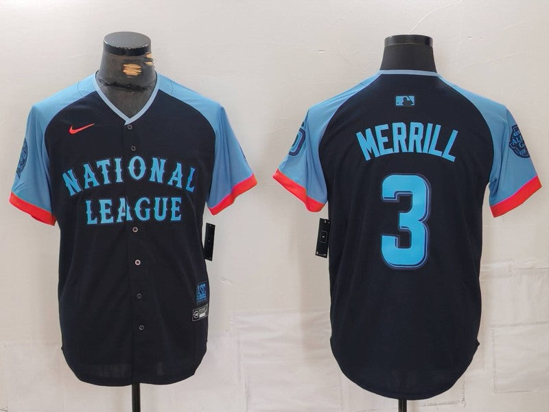 Men's National League Jackson Merrill Navy 2024 MLB All-Star Game Limited Player Jersey
