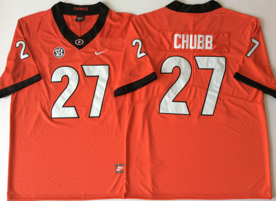 Men's Georgia Bulldogs Nick Chubb Red Player Game Jersey