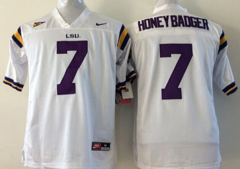Men's LSU Tigers Honey Badger White Player Game Jersey