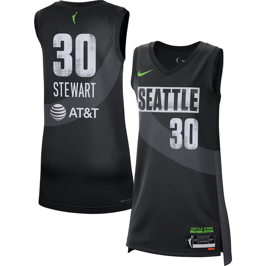 Men's Seattle Storm Breanna Stewart Black Rebel Edition Victory Player Jersey