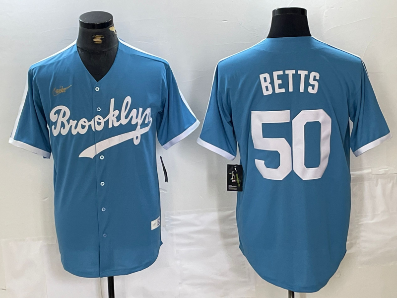 Men's Los Angeles Dodgers Mookie Betts Light Blue Alternate Cooperstown Collection Player Jersey