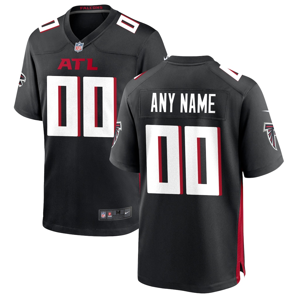 Men's Atlanta Falcons Black Custom Game Jersey