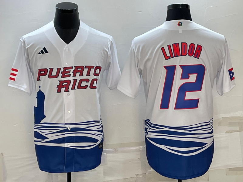 Men's 2023 World Baseball Classic Francisco Lindor Puerto Rico White Jersey