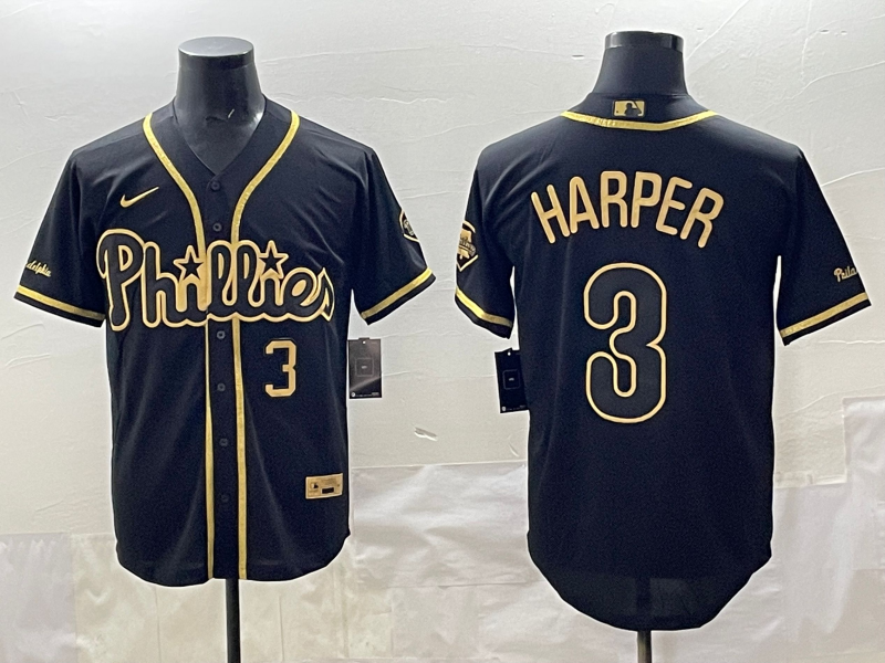 Men's Philadelphia Phillies Bryce Harper Black Fashion Stitched Jersey