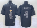 Men's New Orleans Saints Derek Carr Black RFLCTV Limited Jersey