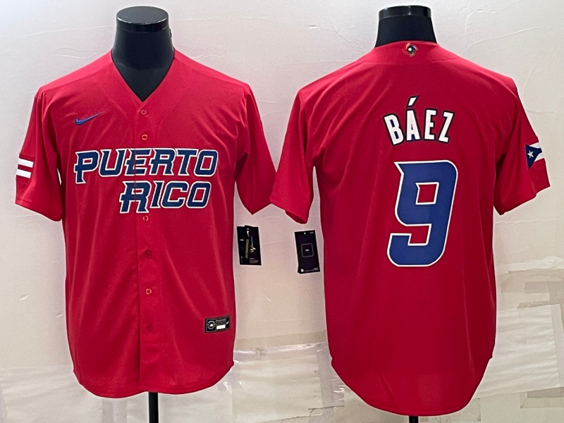 Men's 2023 World Baseball Classic Javier Baez Puerto Rico Red Jersey