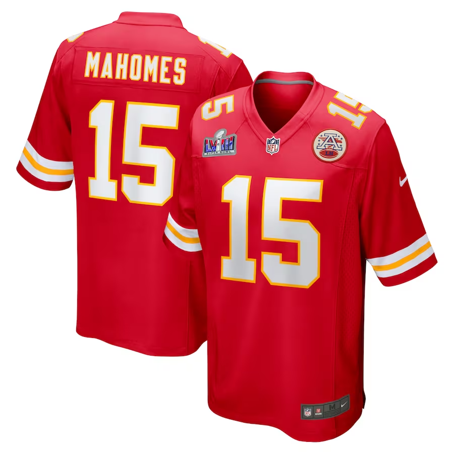 Men's Kansas City Chiefs Patrick Mahomes Red Super Bowl LVIII Game Jersey