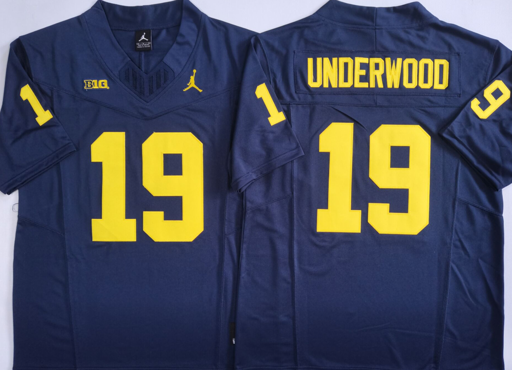 Men's Michigan Wolverines Bryce Underwood Navy Player Jersey