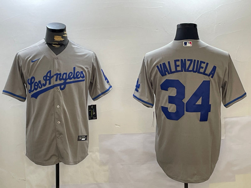 Men's Los Angeles Dodgers Fernando Valenzuela Gray Player Jersey