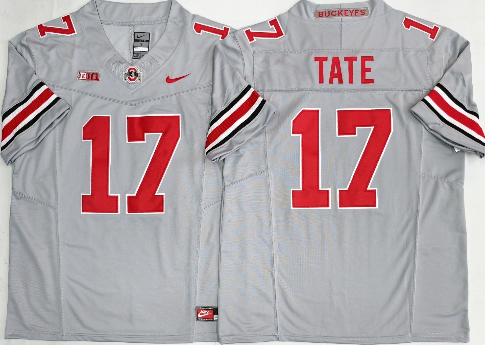 Men's Ohio State Buckeyes Carnell Tate Gray Player Game Jersey