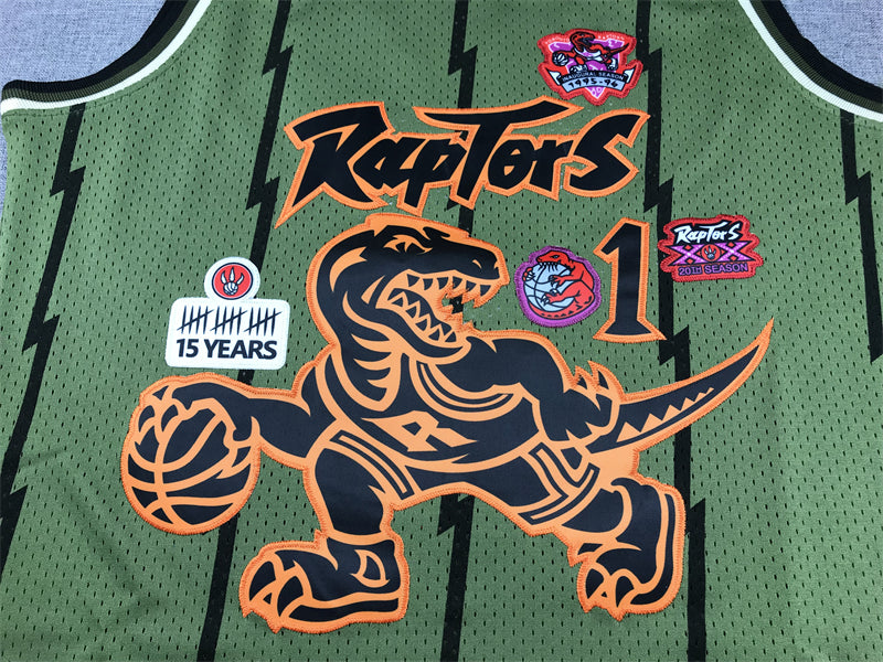 Men's Toronto Raptors Tracy McGrady Army Green 1998-99 Hardwood Classics Swingman Jersey
