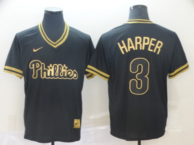 Men's Philadelphia Phillies Bryce Harper Black Stitched Jersey