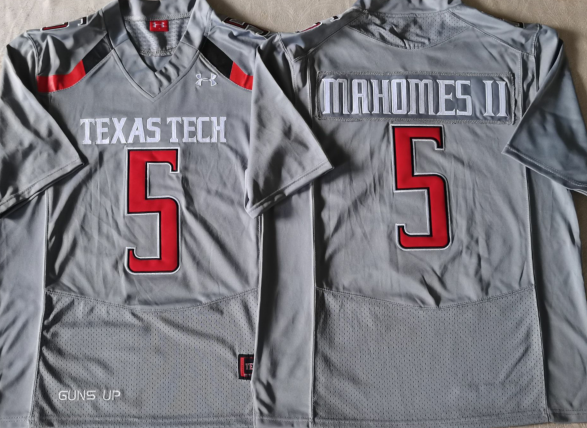 Men's Texas Tech Red Raiders Patrick Mahomes Gray Player Game Jersey