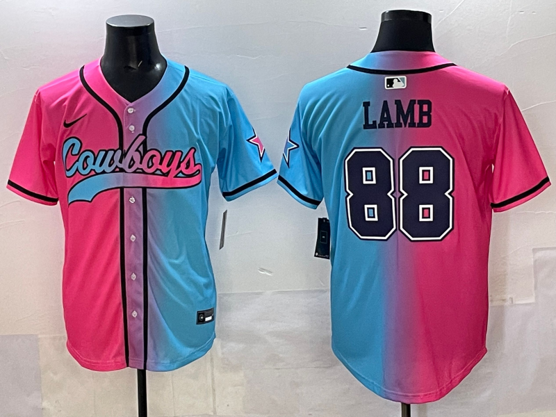 Men's Dallas Cowboys CeeDee Lamb Pink/Blue Game Jersey