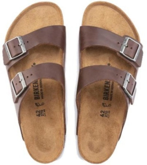 Birkenstock Arizona Grip Natural Leather 1023117 Vintage Wood Roast Brown Sandals