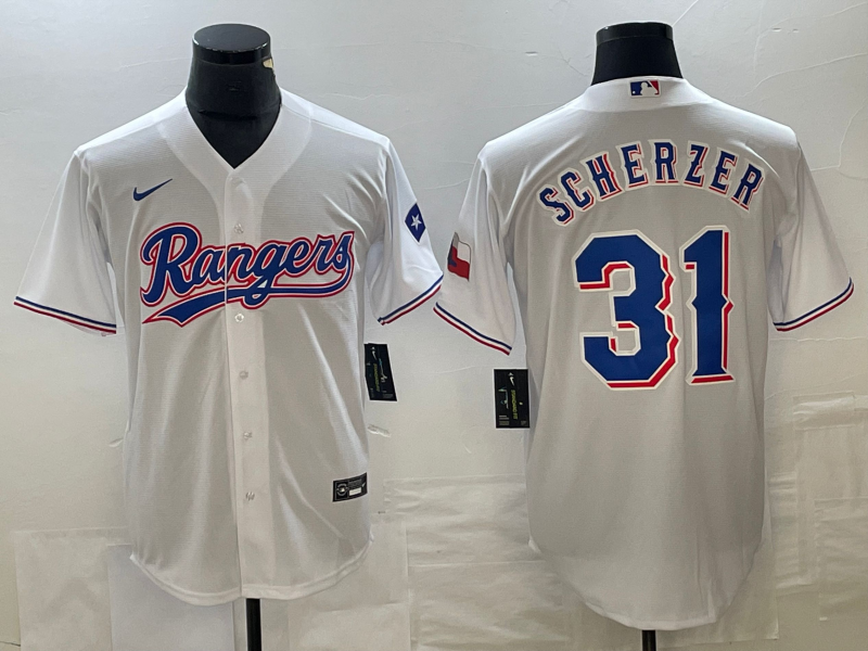 Men's Texas Rangers Max Scherzer White Home Replica Player Jersey