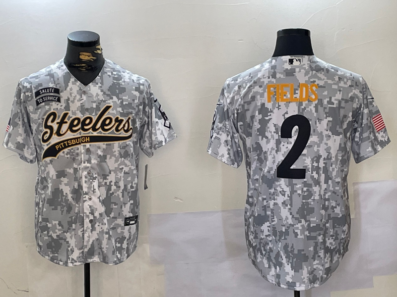 Men's Pittsburgh Steelers Justin Fields Arctic Camo Salute to Service Limited Jersey
