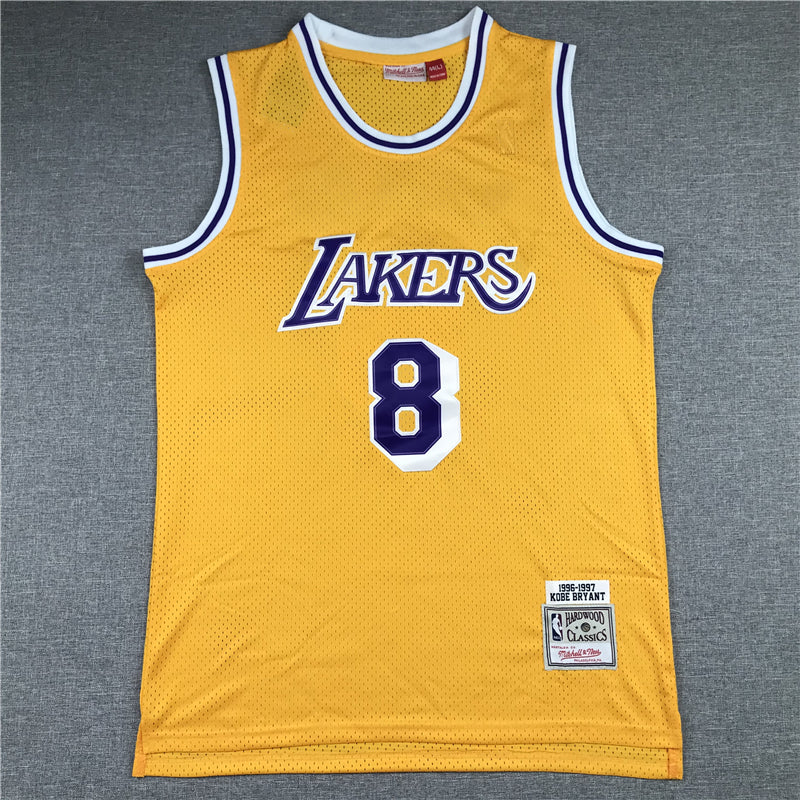 Men's Los Angeles Lakers Kobe Bryant 1996-97 Yellow Hardwood Classics Authentic Jersey
