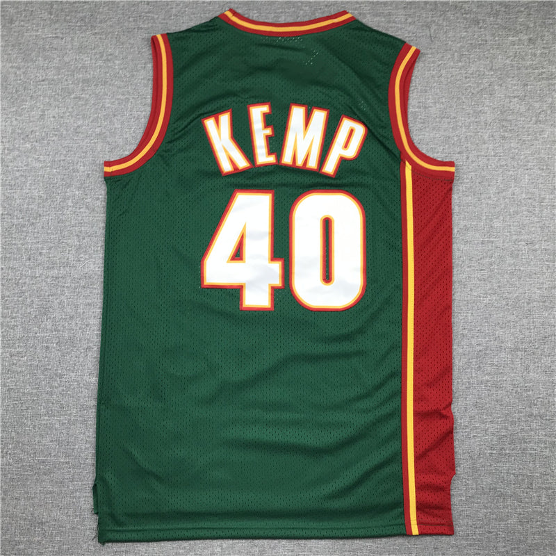 Men's Seattle Supersonics Shawn Kemp Green Throwback Swingman Jersey