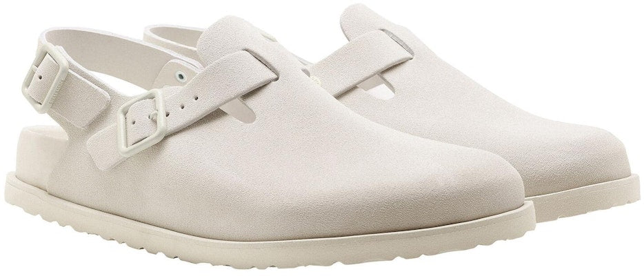 Birkenstock 1774 III Tokio 1025950 Suede Leather Bone White Covered-Toe Slippers