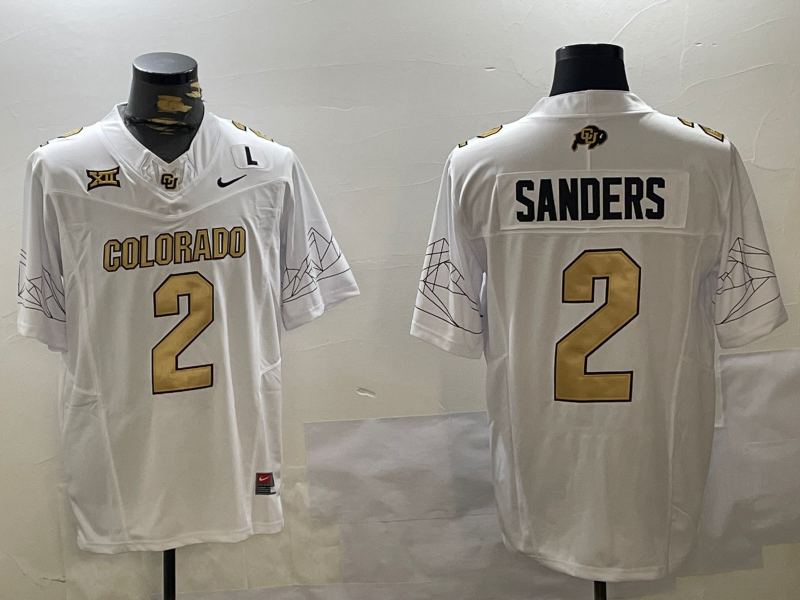 Men's Colorado Buffaloes Shedeur Sanders White Football Game Jersey
