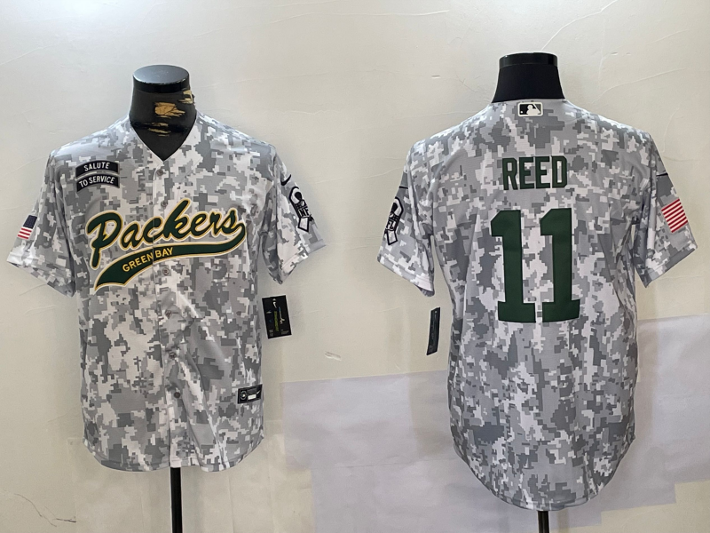 Men's Green Bay Packers Jayden Reed Arctic Camo Salute to Service Limited Jersey