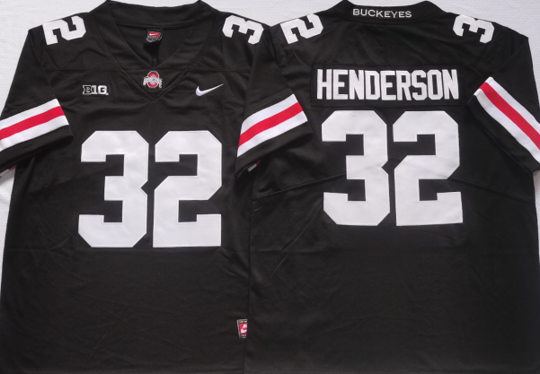 Men's Ohio State Buckeyes Treveyon Henderson Black Player Jersey