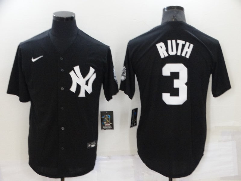 Men's New York Yankees Babe Ruth Black Replica Baseball Jersey