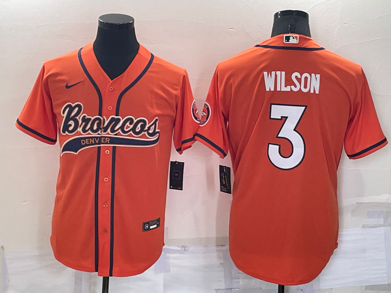 Men's Denver Broncos Russell Wilson Orange Game Jersey Joint Edition