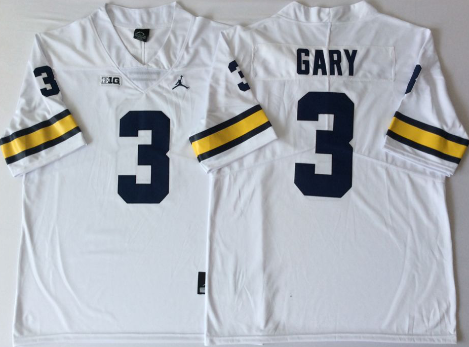 Men's Michigan Wolverines Rashan Gary White Alumni Player Game Jersey