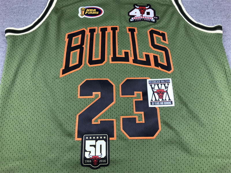Men's Chicago Bulls Michael Jordan Army Green 1997-98 Hardwood Classics Swingman Jersey