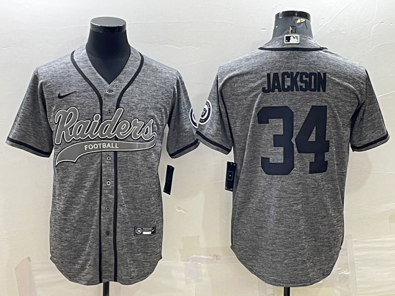 Men's Las Vegas Raiders Bo Jackson Gray Player Jersey Joint Edition
