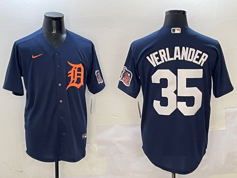 Men's Detroit Tigers Justin Verlander Navy Limited Player Jersey