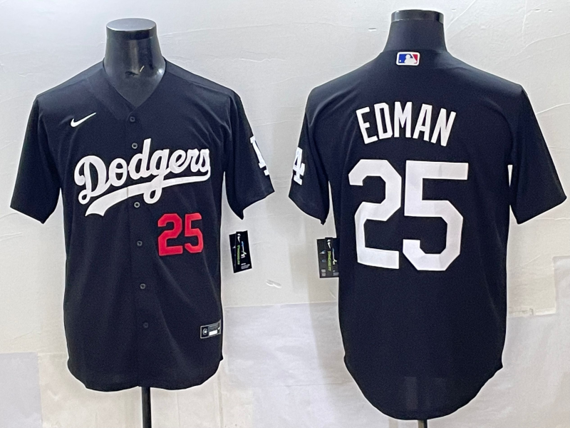 Men's Los Angeles Dodgers Tommy Edman Black Alternate Player Jersey