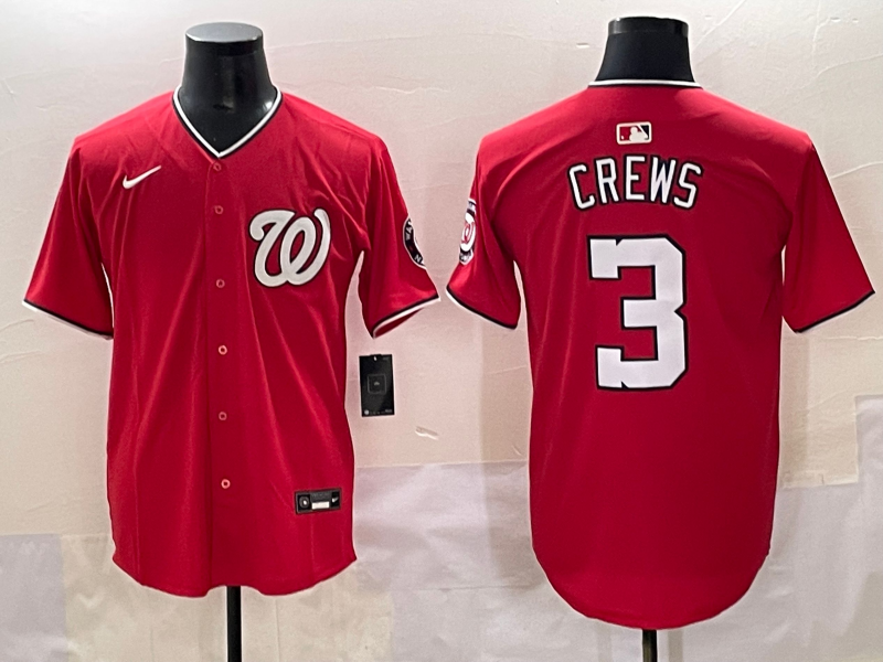 Men's Washington Nationals Dylan Crews Red Replica Player Jersey