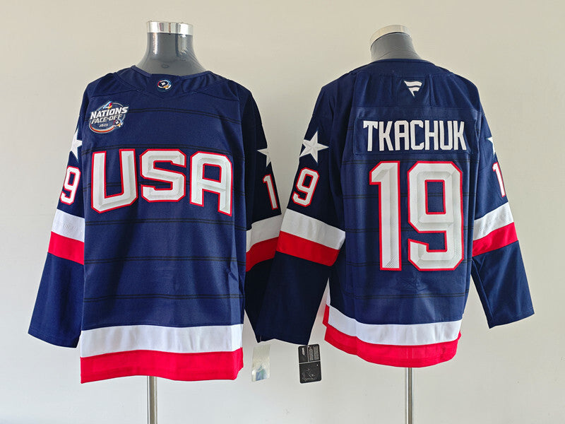 Men's United States 2025 4 Nations Face-Off Matthew Tkachuk Fanatics Navy Breakaway Jersey